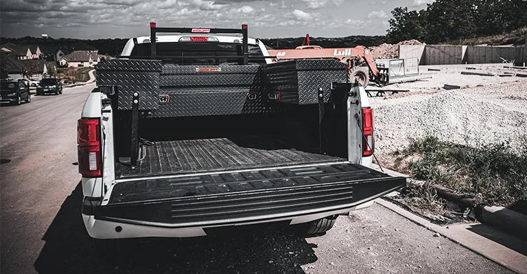 WeatherGuard truck tool boxes mounted in a pickup bed